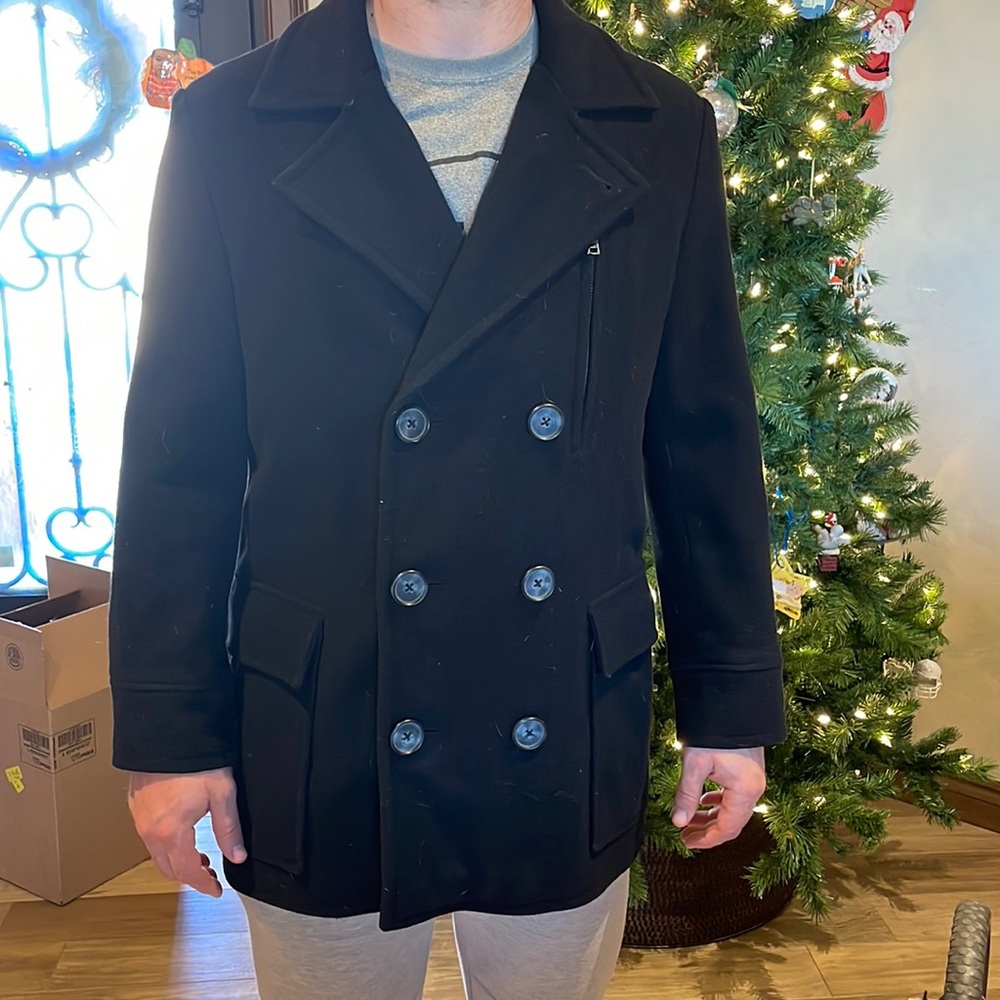 Black Peacoat: INC. worn less than 10 times; size L